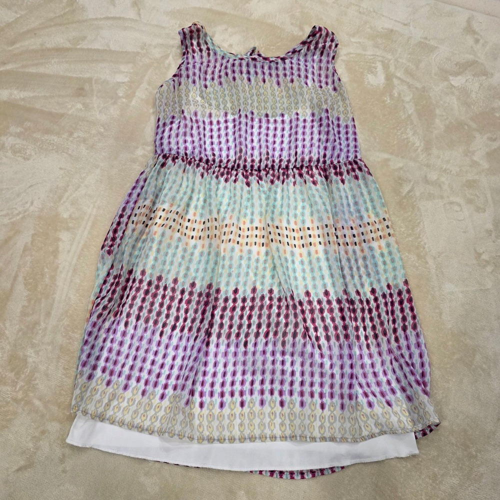 BeBop Sleeveless Dress Medium Multi Color Geometric Print Lined Elastic Waist